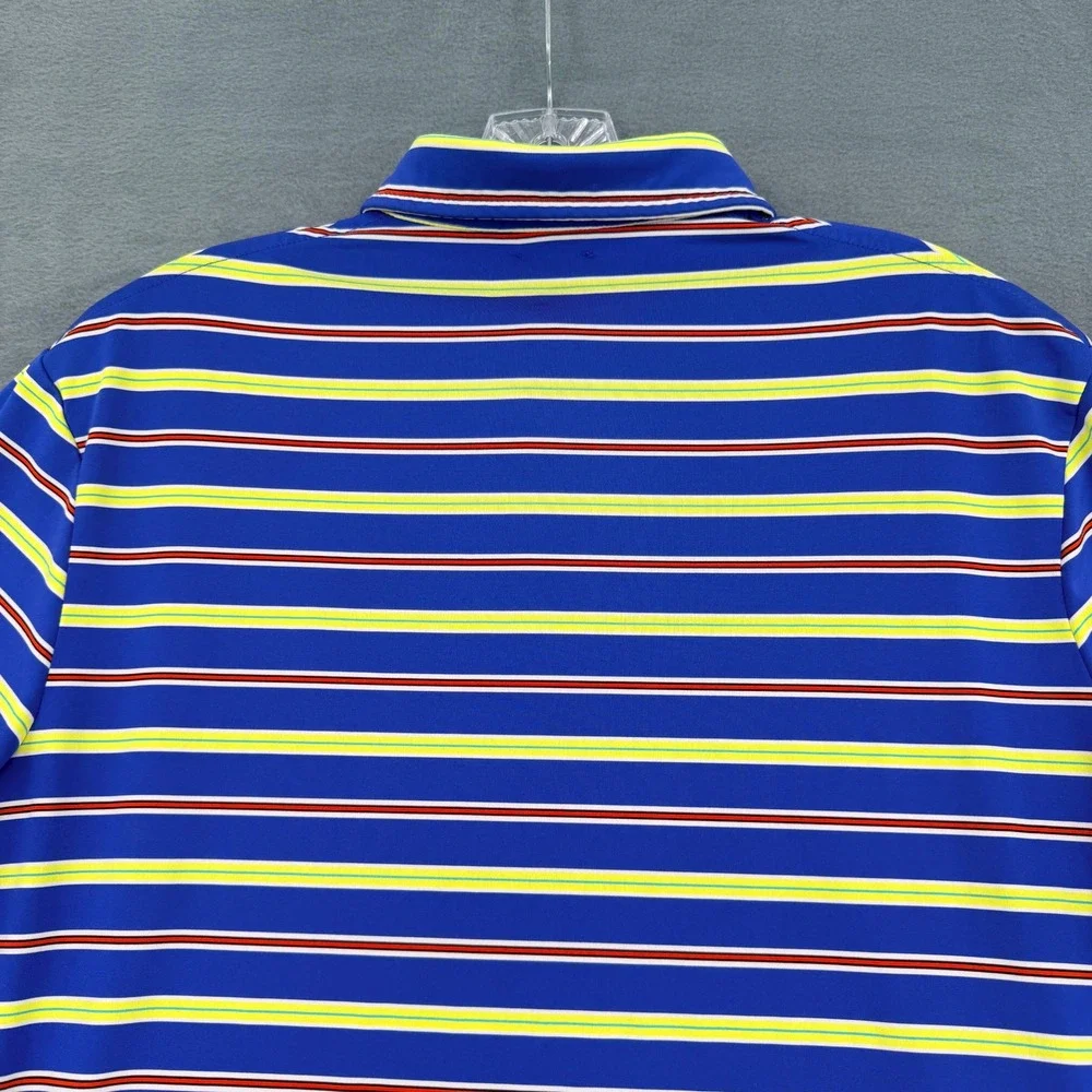 Polo Ralph Lauren Performance Mens Medium Blue Striped Short Sleeve Golf Polo